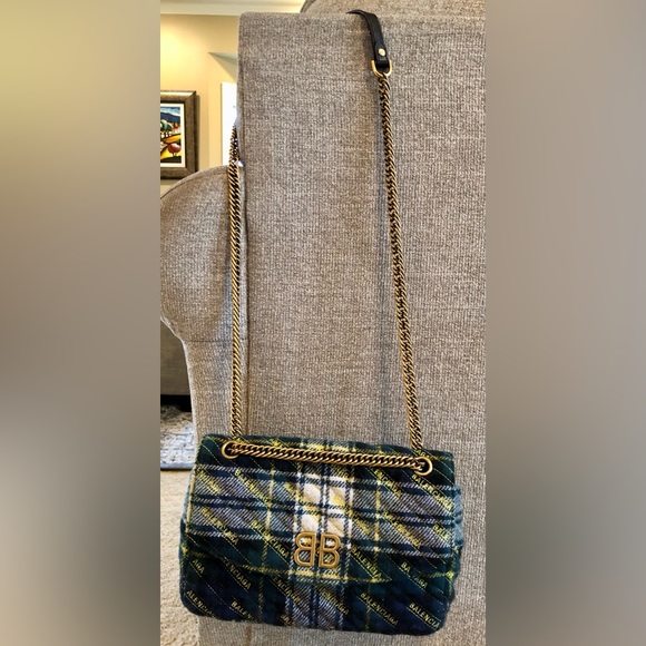 Authentic Balenciaga Plaid Shoulder Bag - Picture 8 of 16